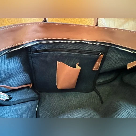 Vintage Dooney & Bourke Navy Canvas Leather Trim Zip Tote Purse Classic USA - Picture 8 of 9